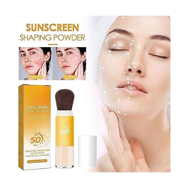 2Pcs Mineral Sunscreen Setting Powder, SPF 50, Long-lasting Makeup-free Look, Oil Control Natural Matte Finish