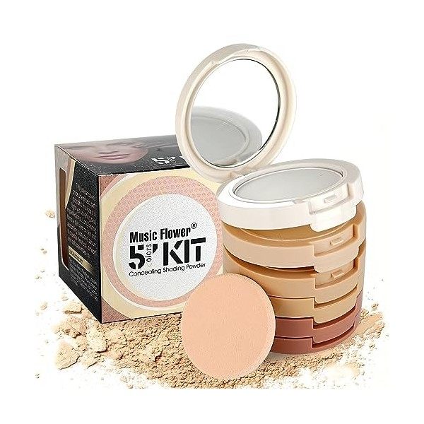 Holzsammlung Poudre pressée longue durée,5 Couleurs Mates Hautement Pigmentées Pour Contouring - Hypoallergénique