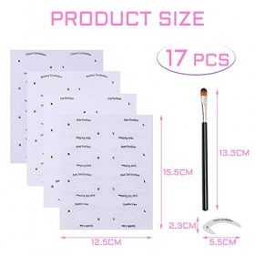 PFLYPF Lot de 16 pochoirs à paupières eyeliner, avec 1 pinceau pour fard à paupières, eyeliner, eye-liner fard à paupières, k