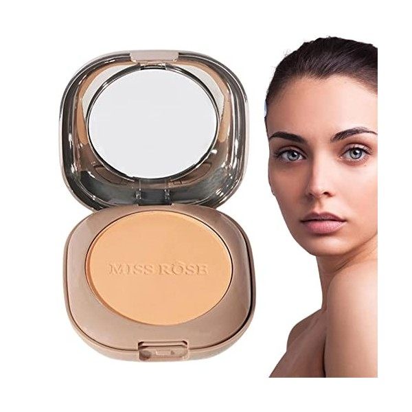 Fond de teint en poudre pressée - Poudre fixatrice de maquillage double couche et poudre pressée sans pores - Couverture sans