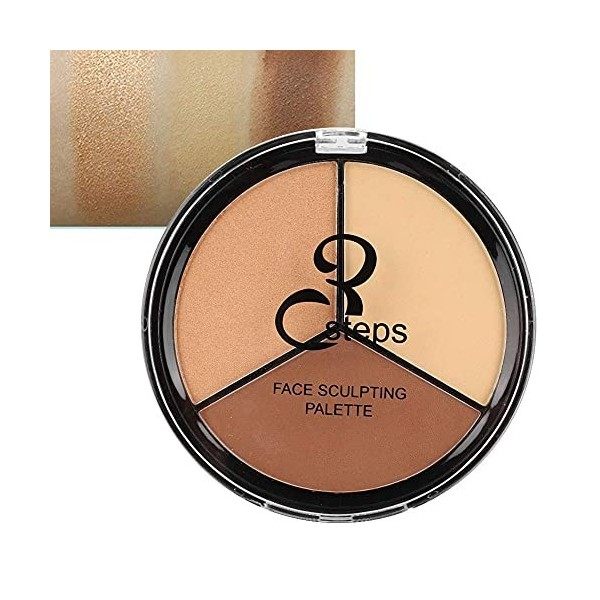 Palette de maquillage, 3in1 Face Highlight Concealer Contour Cosmetic Powder Poudre pressée multicolore Correcteur de fond de