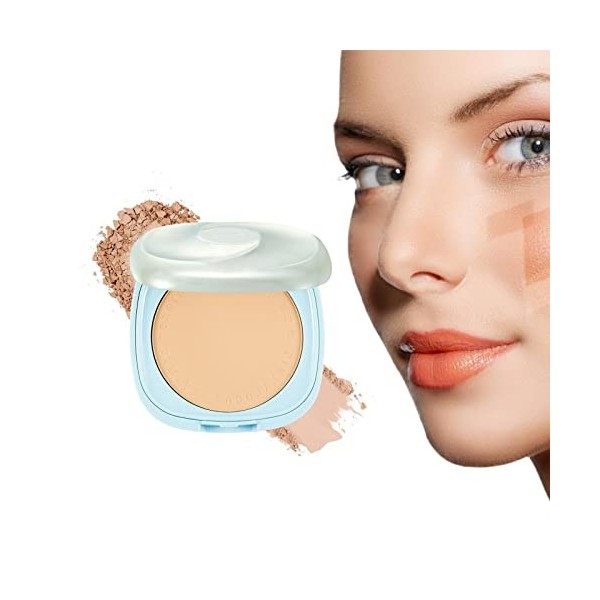 Crème Solaire Poudre Compacte, Fond de teint en poudre pressée imperméable SPF 15, Poudre compacte pour le visage, couverture