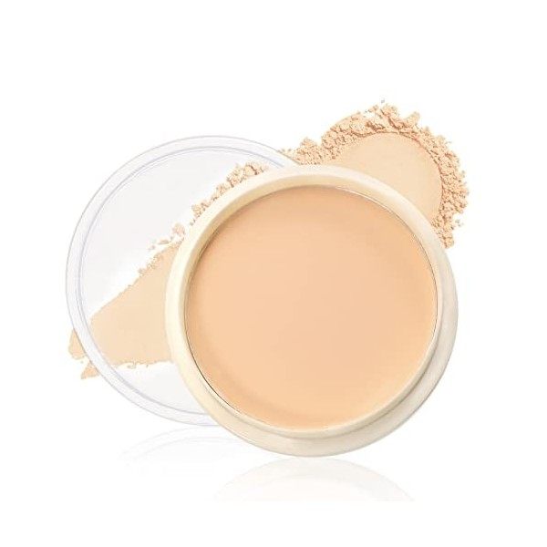 Boobeen Poudre compacte pour le visage - Fond de teint en poudre pressée, poudre de fixation mate avec houppette, base de maq