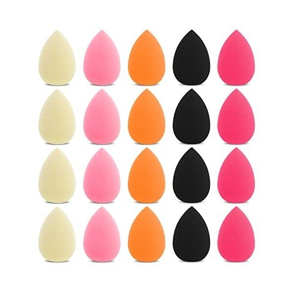 WLLHYF Lot de 20 mini éponges de maquillage pour maquillage - Poudre douce - Puffs colorés pressés pour poudre minérale cosmé