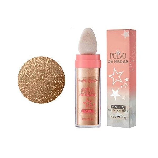 Highlighter Powder Glitter Poudre Lâche Brush Stick,Highlight Patting Powder pour le corps et les cheveux Glitter,visage corp