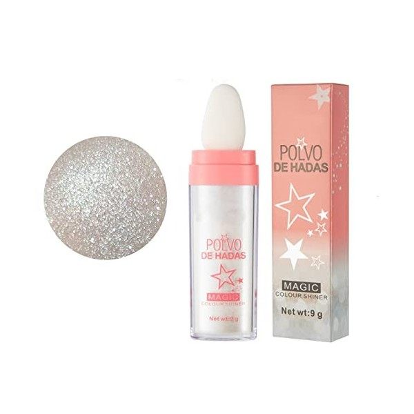 Highlighter Powder Glitter Poudre Lâche Brush Stick,Highlight Patting Powder pour le corps et les cheveux Glitter,visage corp