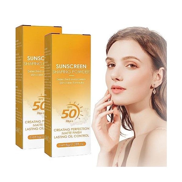 Mineral Sunscreen Setting Powder - 2023 New Translucent Mineral Brush Powder, Mineral Sunscreen Powder Brush SPF 50, Long-Las