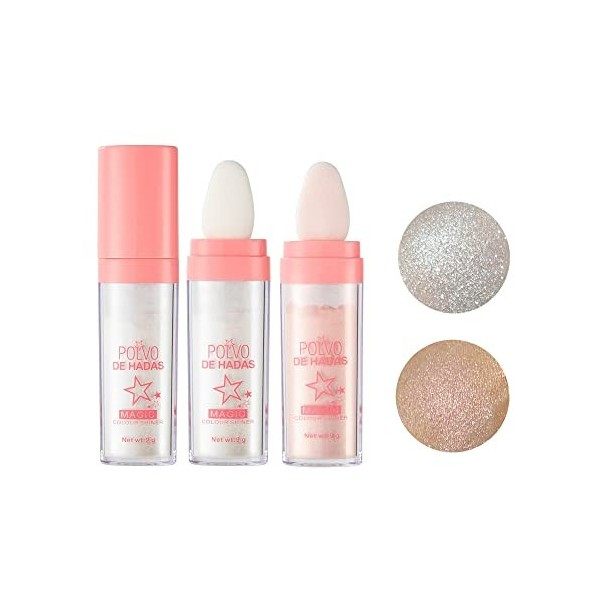 Polvo De Hadas Bâton de poudre à tapoter Highlight,Shimmer Visage et Corps Surligneur Poudre Stick,Highlight Poudre Tapotante