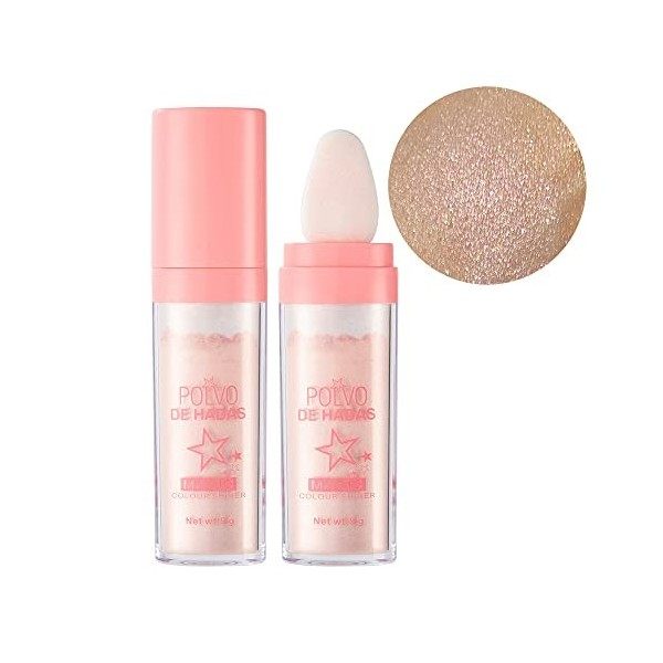 Polvo De Hadas Bâton de poudre à tapoter Highlight,Shimmer Visage et Corps Surligneur Poudre Stick,Highlight Poudre Tapotante