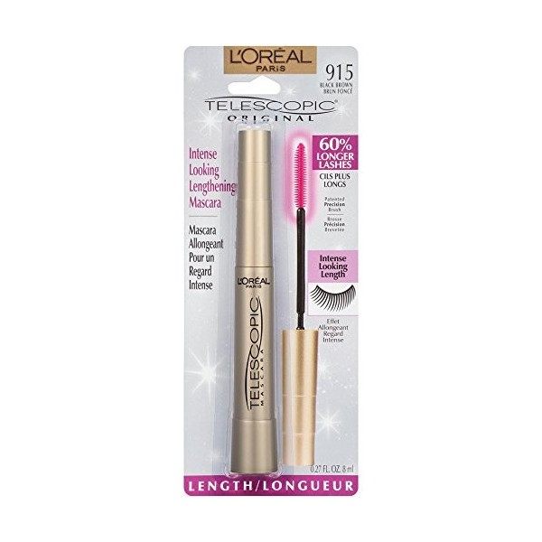 LOreal Paris Telescopic Mascara, Black Brown, 0.27 Ounces