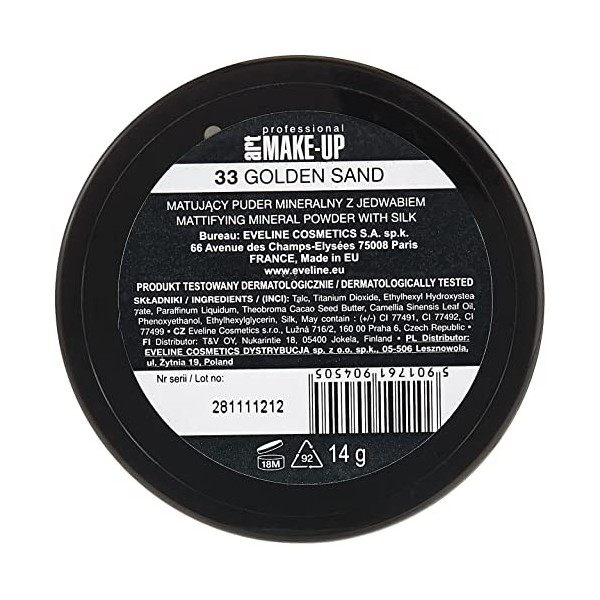 Eveline Cosmetics Art Maquillage anti-shine Complex Pressed Powder 33 Sable doré