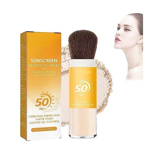 2023 New Sunscreen Setting Powder,Translucent Brush Powder,Long-Lasting Makeup-Free Sunscreen Setting Powder,Beautys Sunscre