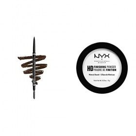 NYX Professional Makeup Crayon à Sourcils Ultra-Fin Double-Embout, Teinte : Espresso & Poudre de Finition Compacte Perfectric