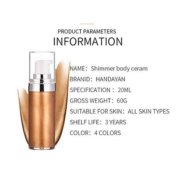 Crème Surligneur, 20 ml liquide pour léclairage du visage maquillage pour le visage brillant bronze maquillage pour le corps