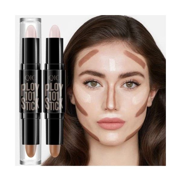 Contouring Maquillage, Concealer, Correcteur Stick de contouring, Bâton Surligneur, double tête Correcteur Stick de contourin