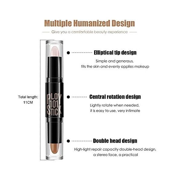 Concealer,Correcteur Stick de contouring,double tête Correcteur Stick de contouring,Dual-ended Contour Facile à appliquer mis