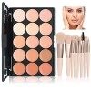 WishesMar Palette Correcteur de Teint 15 Couleur Makeup Concealer Correcteur Anti Cernes avec 10 pièces Pinceau de Maquillage