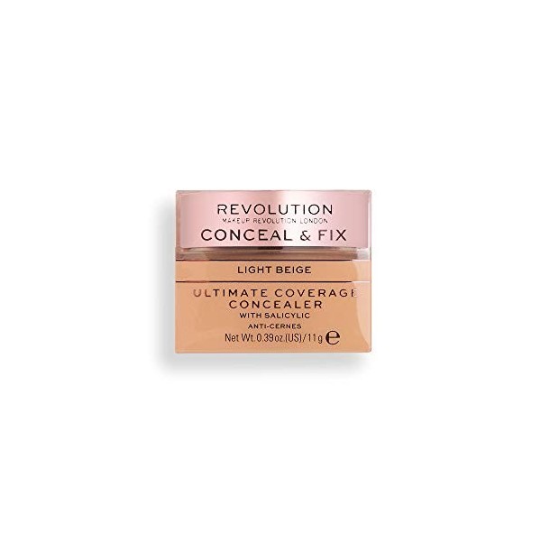 Makeup Revolution, Conceal & Fix, Ultimate Coverage, Anti-Cernes, Light Beige, 11g Anti-cernes / Correcteurs