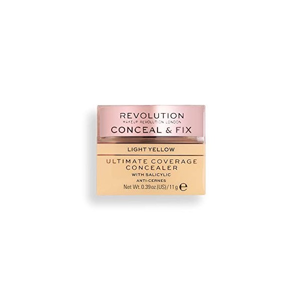 Makeup Revolution, Conceal & Fix, Ultimate Coverage, Anti-Cernes, Light Yellow, 11g