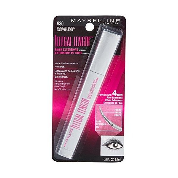 MAYBELLINE - Illegal Lengths Fiber Extensions Washable Mascara 900 Blackest Black - 0.22 fl. oz. 6.5 ml 