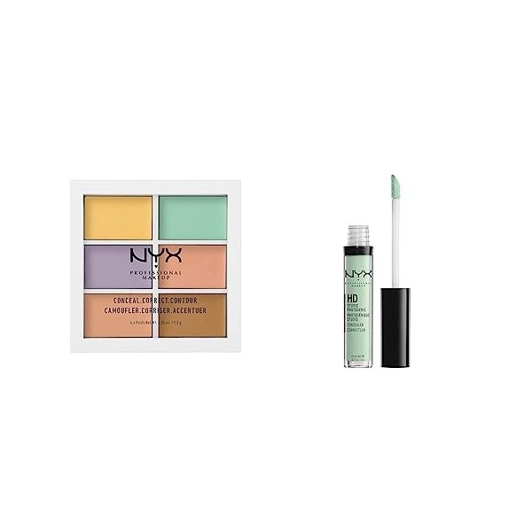 NYX Professional Makeup Palette 3C Correctrice, Anti-cernes et Contour, Texture Crémeuse, 6 Teintes & Correcteur Anti-Cernes 