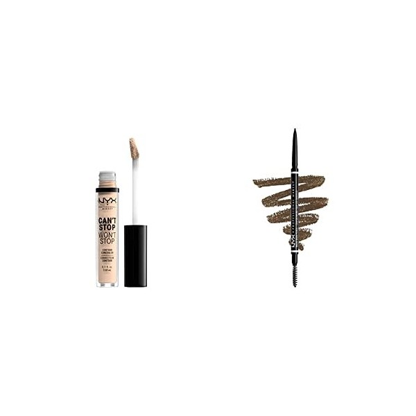 NYX PROFESSIONAL MAKEUP Anticernes/Correcteur - Cant Stop Wont Stop Contour Concealer - Light Ivory & Crayon à Sourcils Ult