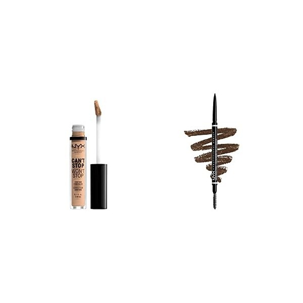 NYX PROFESSIONAL MAKEUP Anticernes/Correcteur - Cant Stop Wont Stop Contour Concealer - Light Ivory & Crayon à Sourcils Ult