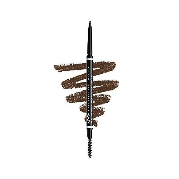 NYX Professional Makeup Crayon à Sourcils Ultra-Fin Double-Embout avec Mine Rétractable et Goupillon, Teinte : Brunette & Ant