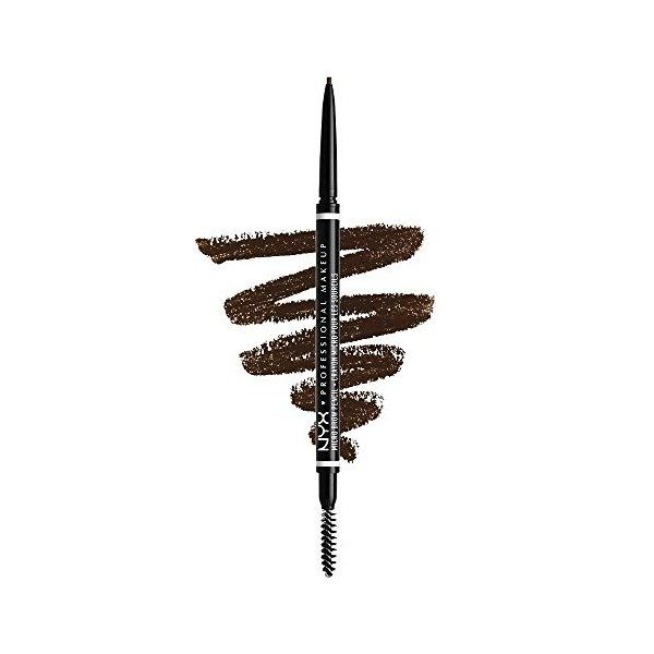 NYX Professional Makeup Crayon à Sourcils Ultra-Fin Double-Embout avec Mine Rétractable et Goupillon, Teinte : Espresso & Ant