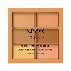 NYX Professional Makeup Palette 3C Correctrice, Anti-cernes et Contour, Texture Crémeuse, Teinte : Medium 02 Anti-cernes / C...