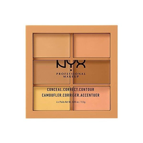 NYX Professional Makeup Palette 3C Correctrice, Anti-cernes et Contour, Texture Crémeuse, Teinte : Medium 02 Anti-cernes / C...