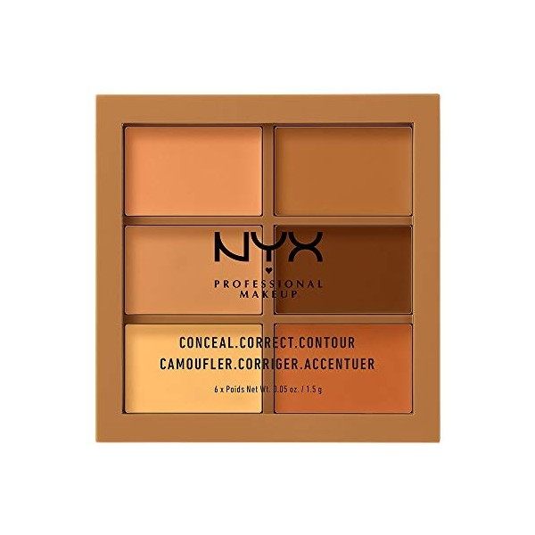 NYX Professional Makeup Palette 3C Correctrice, Anti-cernes et Contour, Texture Crémeuse, Teinte : Medium 02 