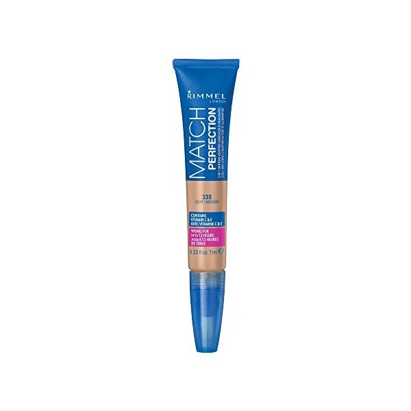 Rimmel Match Perfection 2-in-1 Concealer and Highlighter, Light Medium, 1 Count