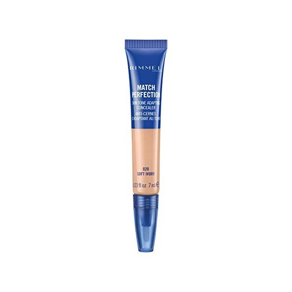 Rimmel London Match Perfection Light Coverage Liquid Concealer, 020 Soft Ivory, 7ml