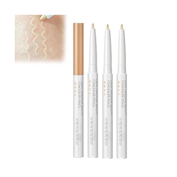 3 Pcs Multifunctional Concealer Stick, Light Sensitive Beauty Concealer Pencil, Eye Concealer Pen for Dark Circles, Lip Blemi