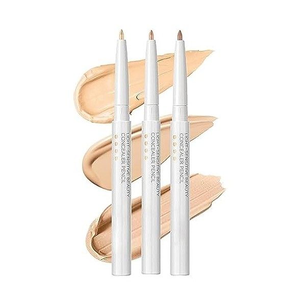 3 Pcs Multifunctional Concealer Stick, Light Sensitive Beauty Concealer Pencil, Eye Concealer Pen for Dark Circles, Lip Blemi