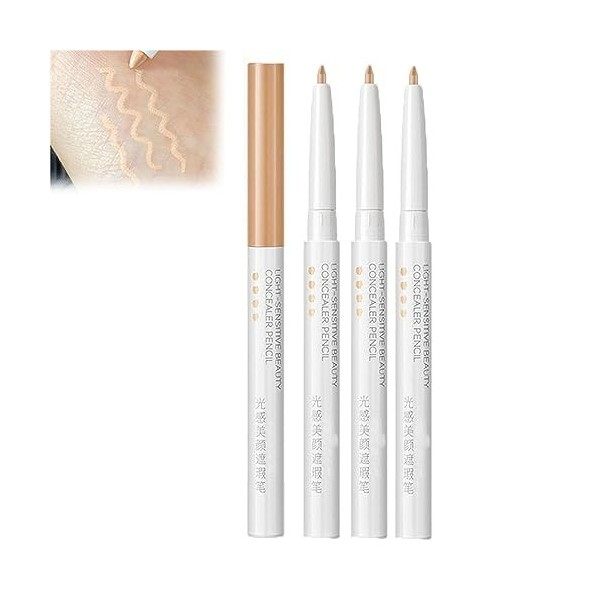 3 Pcs Multifunctional Concealer Stick, Light Sensitive Beauty Concealer Pencil, Eye Concealer Pen for Dark Circles, Lip Blemi