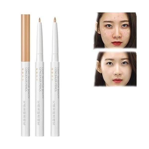 Multifunctional Concealer Stick, Light Sensitive Beauty Concealer Pencil, Contour Concealer Stick, Eye Concealer Pen for Dark