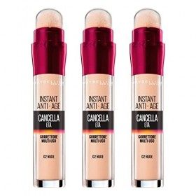 3 x Maybelline New York Le Cancelle Âge correcteur Liquide Multi-Usage Couleur 02 Nude - 3 correcteurs Anti-cernes / Correcteurs