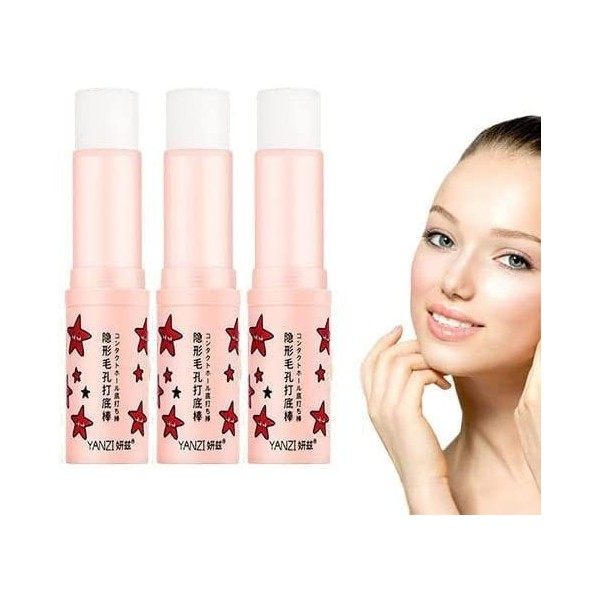 Bâton Correcteur 3Pcs Bâton dapprêt invisible pour les pores Poreless Primer Stick Pore Filler Primer Fond de teint en bâton