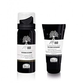 Helan, M Oud - Kit Rasage Homme avec Mousse a Raser 50 ml + Baume 20 ml - Coffret Barbe Homme avec Apres Rasage sans Alcool p