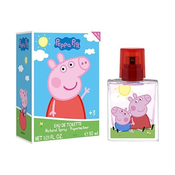 Peppa Pig Parfum pour enfant en verre avec motif Peppa Pig et son frère George, Eau de toilette 30 ml 