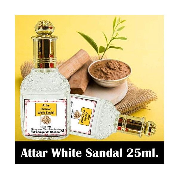 INDRA SUGANDH BHANDAR Attar - Parfum de santal naturel longue durée - Pour homme et femme - 25 ml