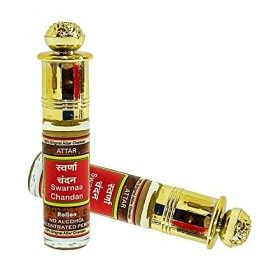 INDRA SUGANDH BHANDAR Attar pour homme et femme Swarnaa Chandan avec cristaux dorés Bois de santal véritable Parfum longue du