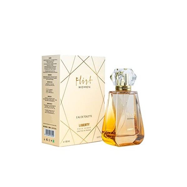 Parfum Liberty Luxury Flirt pour femme 100 ml/3,4 oz , eau de toilette EDT en vaporisateur, fabriqué en France, notes flor