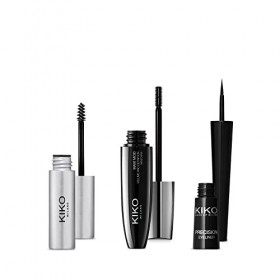 KIKO Milano Precision Eyeliner | Eye-Liner Liquide avec Applicateur Feutre + Maxi Mod Volume & Definition Mascara + Eyebrow D