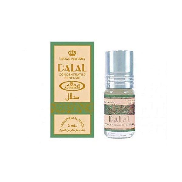 Huile Parfumée DALAL 3 ml, Oud Arabe 100% Huile Sans Alcool Musc Halal Pour Homme et Femme Attar Longue Durée, Flacon Roll-on