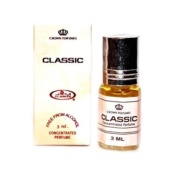 Huile Parfumée CLASSIC 3 ml, Oud Arabe 100% Huile Sans Alcool Musc Halal Pour Homme et Femme Attar Longue Durée, Flacon Roll-