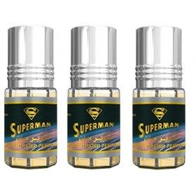 Huile Parfumée SUPERMAN 3 ml, Oud Arabe 100% Huile Sans Alcool Musc Halal Pour Homme et Femme Attar Longue Durée, Flacon Roll