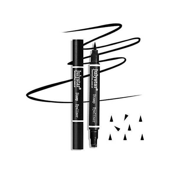 Eyeliner cool Black Seal double face imperméable à leau, Eyeliner liquide noir, durable Eyeliner Seal, double tête de maquil